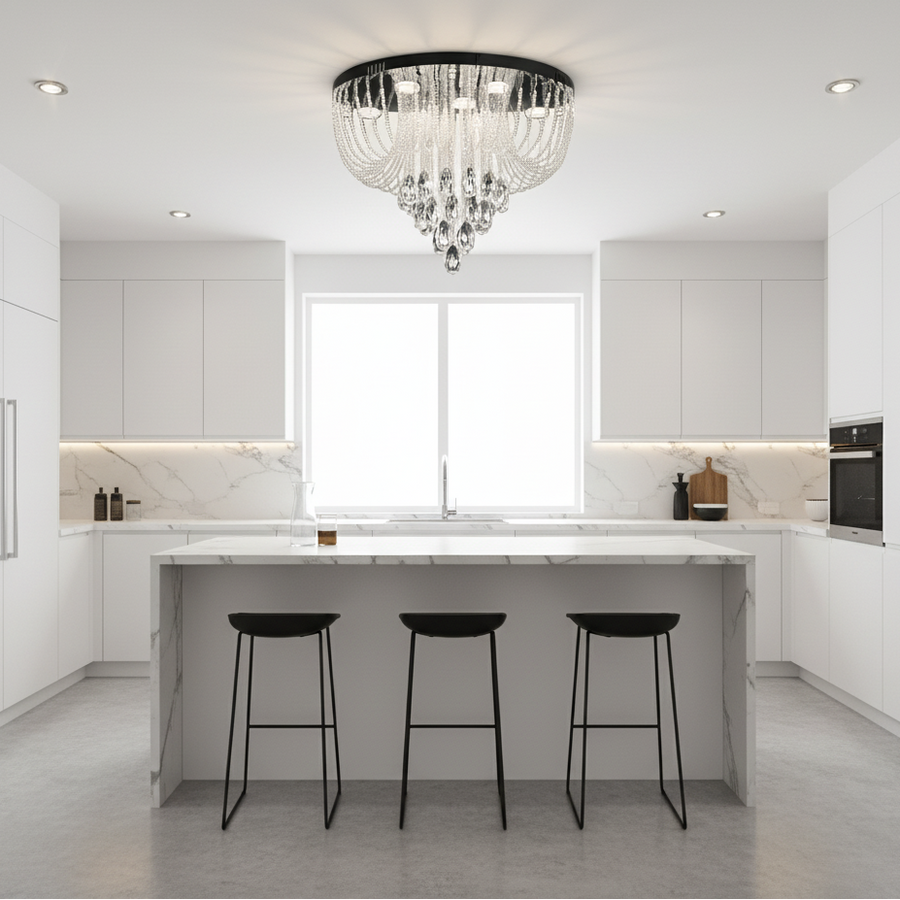 MAGE Crystal LED Chandelier Nobile, 22W, Warm/Neutral/Cold Light, Diameter 40cm, Shiny Chrome
