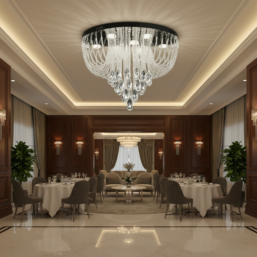 MAGE Crystal LED Chandelier Eleganza, 26W, Warm/Neutral/Cold Light, Diameter 50cm, Shiny Chrome