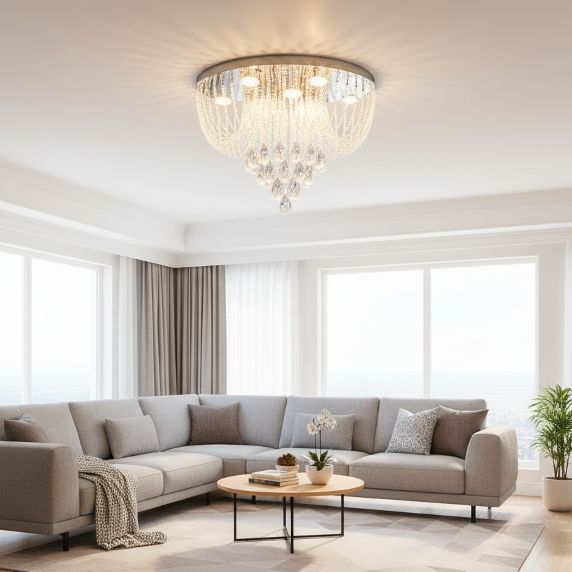 MAGE Crystal LED Chandelier Eleganza, 26W, Warm/Neutral/Cold Light, Diameter 50cm, Shiny Chrome