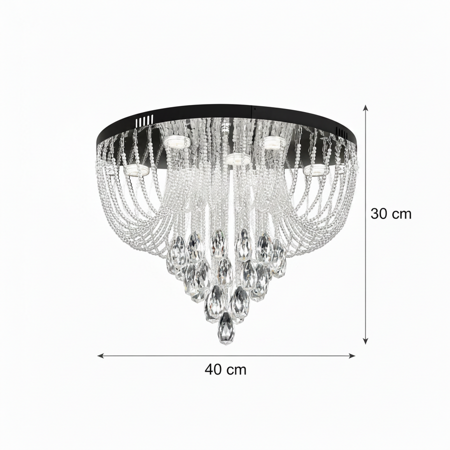 MAGE Crystal LED Chandelier Nobile, 22W, Warm/Neutral/Cold Light, Diameter 40cm, Shiny Chrome