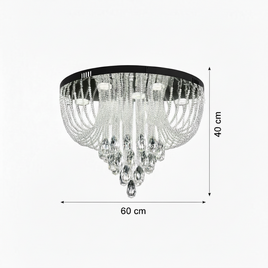 MAGE Crystal LED Chandelier Eleganza, 26W, Warm/Neutral/Cold Light, Diameter 50cm, Shiny Chrome