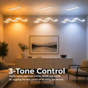 LED Chandelier with Remote Control, Suspended AMI 63W, Linear, Cold/Warm/Neutral Light, White, Adjustable Height