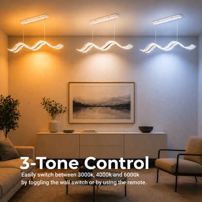 LED Chandelier with Remote Control, Suspended AMI 63W, Linear, Cold/Warm/Neutral Light, White, Adjustable Height