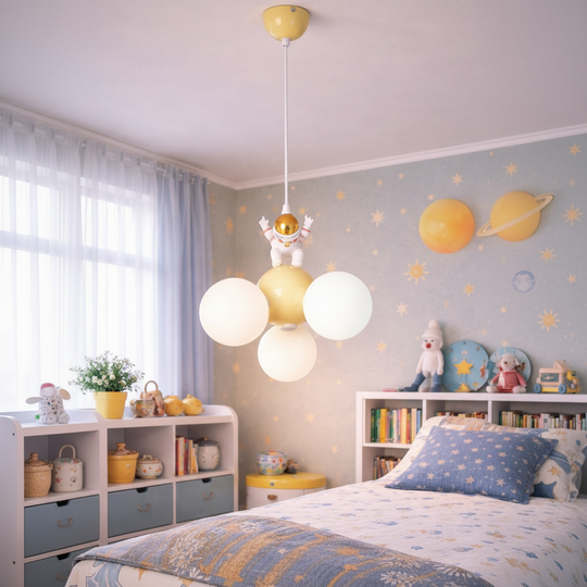 ASTRONAUT Chandelier, 3xG9, D30 cm, Metal Resin, White Gold Children's Chandeliers Default Title Alessandro Design