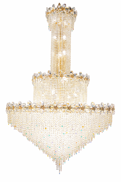 LED Crystal Chandelier 13 xGU10 Meili Chrome, Diameter 80cm, Height 240cm, Ladder Model