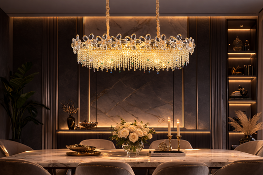 Crystal Chandelier Regalis 11x E14, Diameter 85cm, Shiny Gold, Adjustable Height, Metal and Crystal