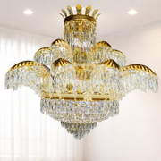 Crystal Chandelier Regalis 11x E14, Diameter 85cm, Shiny Gold, Adjustable Height, Metal and Crystal