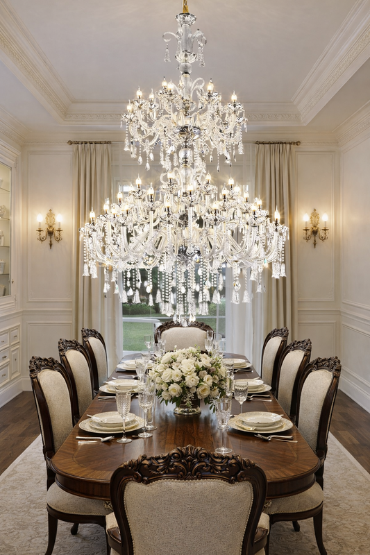 Crystal Chandelier CC8043/600H1800GD, Diameter 60cm, Height 180cm, Shiny Gold, Adjustable Height, Elegant Design