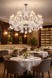 Crystal Chandelier Regalis 11x E14, Diameter 85cm, Shiny Gold, Adjustable Height, Metal and Crystal