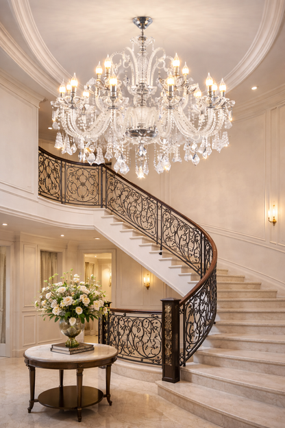 Crystal Chandelier Regalis 11x E14, Diameter 85cm, Shiny Gold, Adjustable Height, Metal and Crystal