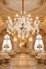 Crystal Chandelier Regalis 11x E14, Diameter 85cm, Shiny Gold, Adjustable Height, Metal and Crystal