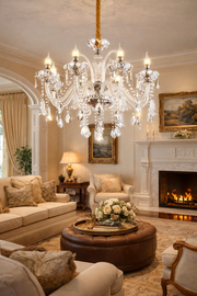 Crystal Chandelier Regalis 11x E14, Diameter 85cm, Shiny Gold, Adjustable Height, Metal and Crystal