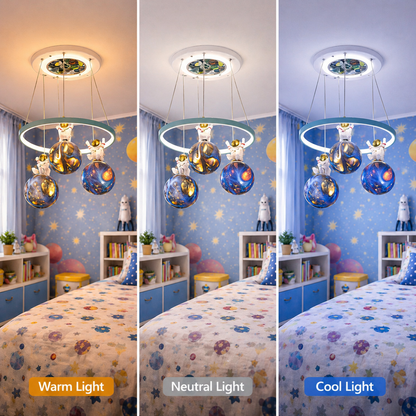 ASTRONAUT LED chandelier with remote control, 51W, Cold/Warm/Neutral light, White Blue