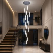 LED Crystal Chandelier AMIRI 82W Chrome, Warm/Neutral/Cold Light 3000K/4000K/6000K Amiri, Diameter 40cm x Height 300cm, Crystal and Metal