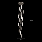 LED Crystal Chandelier AMIRI 82W Chrome, Warm/Neutral/Cold Light 3000K/4000K/6000K Amiri, Diameter 40cm x Height 300cm, Crystal and Metal