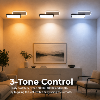 LED chandelier with remote control CAROLINA 50W, 2 Elements, Cold/Warm/Neutral light, Dimmable, Black
