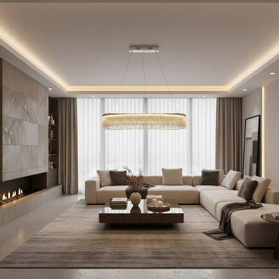 VOLNA Grande Regalis Crystal Chandelier, 128W, 80x25cm, Warm/Neutral/Cold Light, White, Metal and Crystal