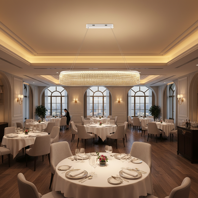 VOLNA Supremo Crystal Chandelier, 128W, 100x30cm, Warm/Neutral/Cold Light, White, Metal and Crystal