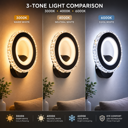 NOVA Rotonda LED wall light, 16W, Black & Stainless Steel, Warm/Cold/Neutral light