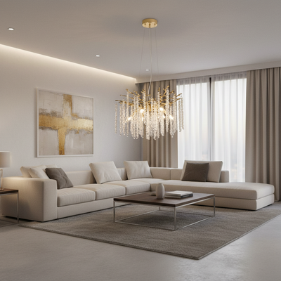 Crystal Chandelier ARBUS Elegance, Φ50cm, 6xE14, Gold, Metal and Crystal