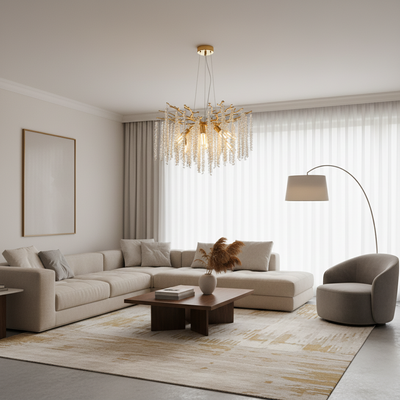 ARBUS Magno Crystal Chandelier, Φ60cm, 8xE14, Gold, Metal and Crystal