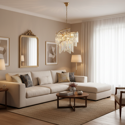 TWEEZE Elegance Crystal Chandelier, Φ50cm, 9xE14, Gold, Metal and Crystal