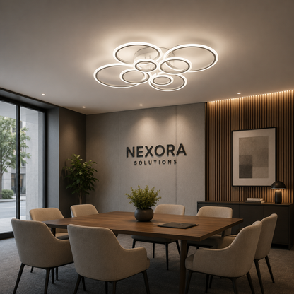 LED chandelier with remote control BETTY 127W, 8 Circles, Cold/Warm/Neutral light, Dimmable, White