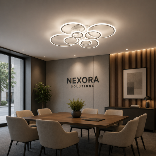 LED chandelier with remote control BETTY 130W, 8 Circles, Cold/Warm/Neutral light, Dimmable, White