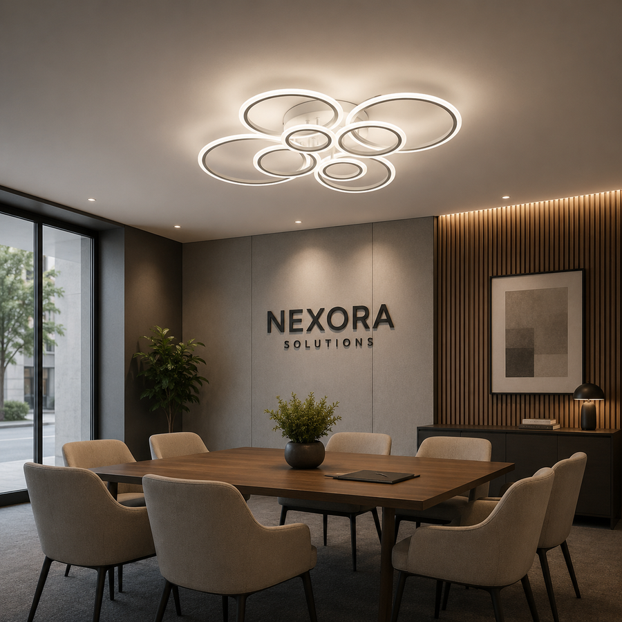 LED chandelier with remote control BETTY 127W, 8 Circles, Cold/Warm/Neutral light, Dimmable, White