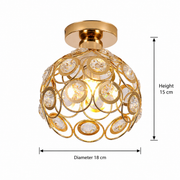 Vera Chandelier, 1*E27, Gold, Metal and Crystal