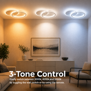 LED chandelier with remote control LUCY 40W, 2 Circles, Cold/Warm/Neutral light, Dimmable, White