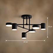 LED chandelier GALIOS 72W, 6 Elements, Cold/Warm/Neutral light, Black