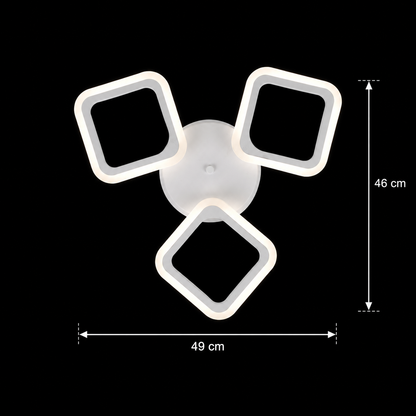 LED Chandelier ERIKA 20W, 3 Squares, Neutral Light 4000k, White, Metal and Acrylic
