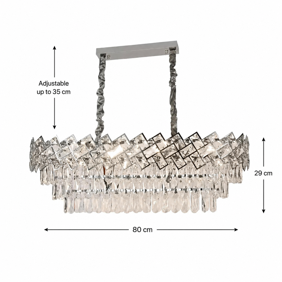 Crystal Chandelier WINDSOR Regalis 10xE14, Glossy Chrome, Adjustable Height