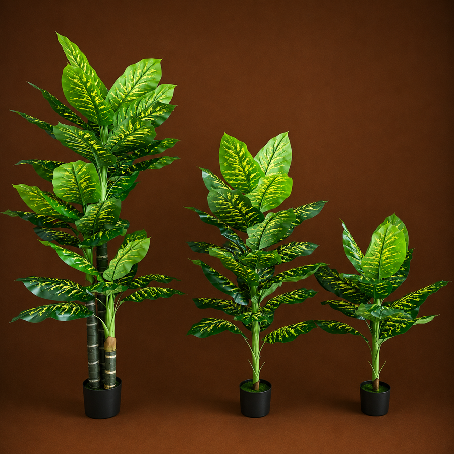 Decorațiune Dieffenbachia, 3 tulpini, Plastic, 190 cm, Verde