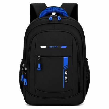 Rucsac Travel Business SHEKI, 47x32x14 cm, Oxford, Negru si Albastru