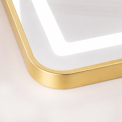 Rectangular LED Mirror, Golden Frame, 50x160cm, Dimmable, Cold/Warm/Neutral Light, Dressing Couture