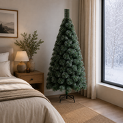 Decorațiune Brad Artificial MANIITSOQ, 180 cm, 220 vârfuri, Suport Metalic, Plastic, Ace Verzi cu Vârfuri Albe