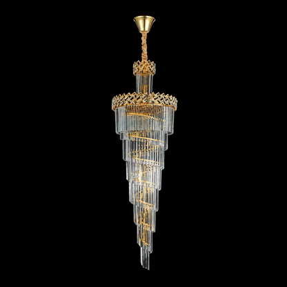 Crystal Chandelier WINDSOR Altiora, Diameter 60cm, Height 180cm, 26xE14, Shiny Gold, Adjustable Height, Elegant Design