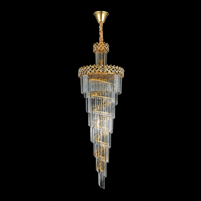WINDSOR Altiora Crystal Chandelier, Diameter 60cm, Height 180cm, 26xE14, Shiny Gold, Adjustable Height, Elegant Design