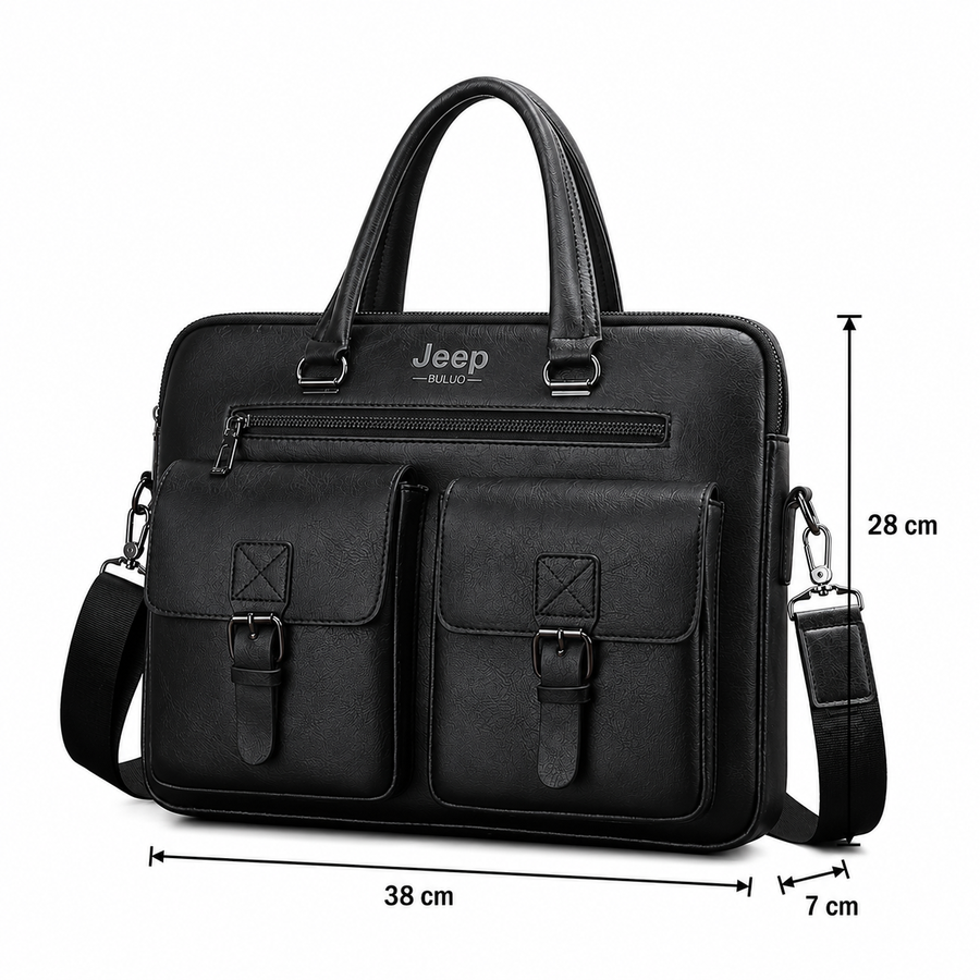 Business laptop bag SAMARKAND, 38x7x28 cm, Ecological Leather, Black