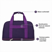 KHIVA Expandable Travel Bag, 40x20x25cm, Oxford, Purple