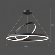 LED Suspended Chandelier PAGANO 47W, 3000K, 2 Circles, Black, Adjustable Height