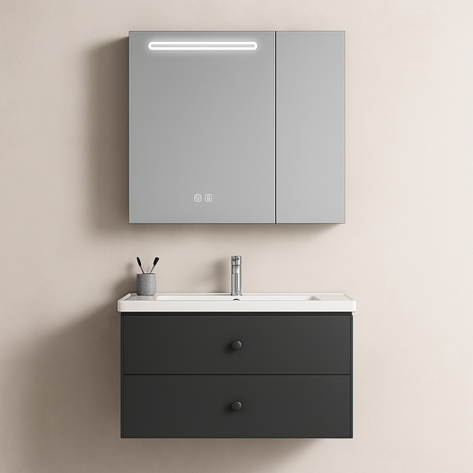 Ingrid Wardrobe With LED Mirror DBP123 80x70 White