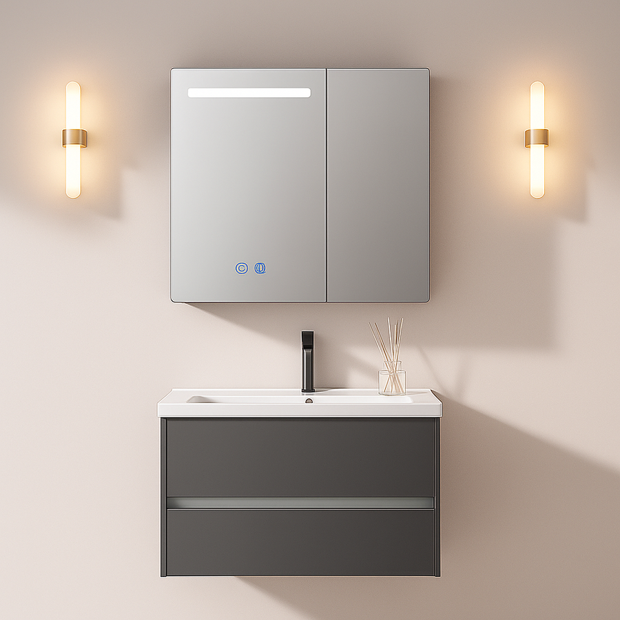 Ingrid Wardrobe With LED Mirror DBP123 80x70 White