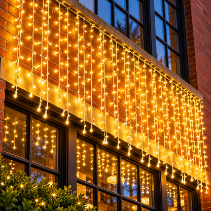 LED Light Curtain Christmas installation, warm light, 300 x 100cm, 120 LEDs