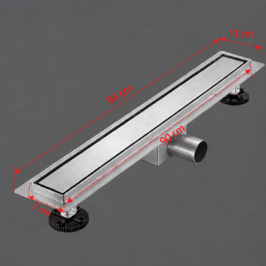 Floor Gutter Type Siphon 7 x 90 cm, Stainless Steel 304, Silver