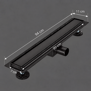 Floor Gutter Type Siphon 7 x 90 cm, Stainless Steel 304, Black