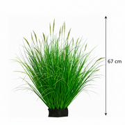 Artificial Fox Tail Type Ornamental Grass Plant, 67 cm, with 25 Spices, Green and White, No Pot