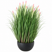 Artificial Plant, Fox Tail Type Ornamental Potted Grass, 61 cm, with 19 Spices, Green and Pink